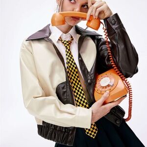 5/$25 Cider Two-Tone Faux Leather Jacket